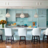 Modrá kuchyně (100+ fotografií nebeských interiérů): stylový design pro bílo-modré a šedo-modré kuchyně